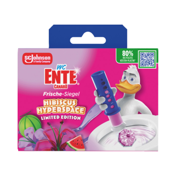 720484 WC ­Ente Frische­ Siegel Hibiscus Hyperspace ORIGINAL, selbsthaftender WC­ Stein  Halter und 6 Gel­ Siegel, 6 Stk